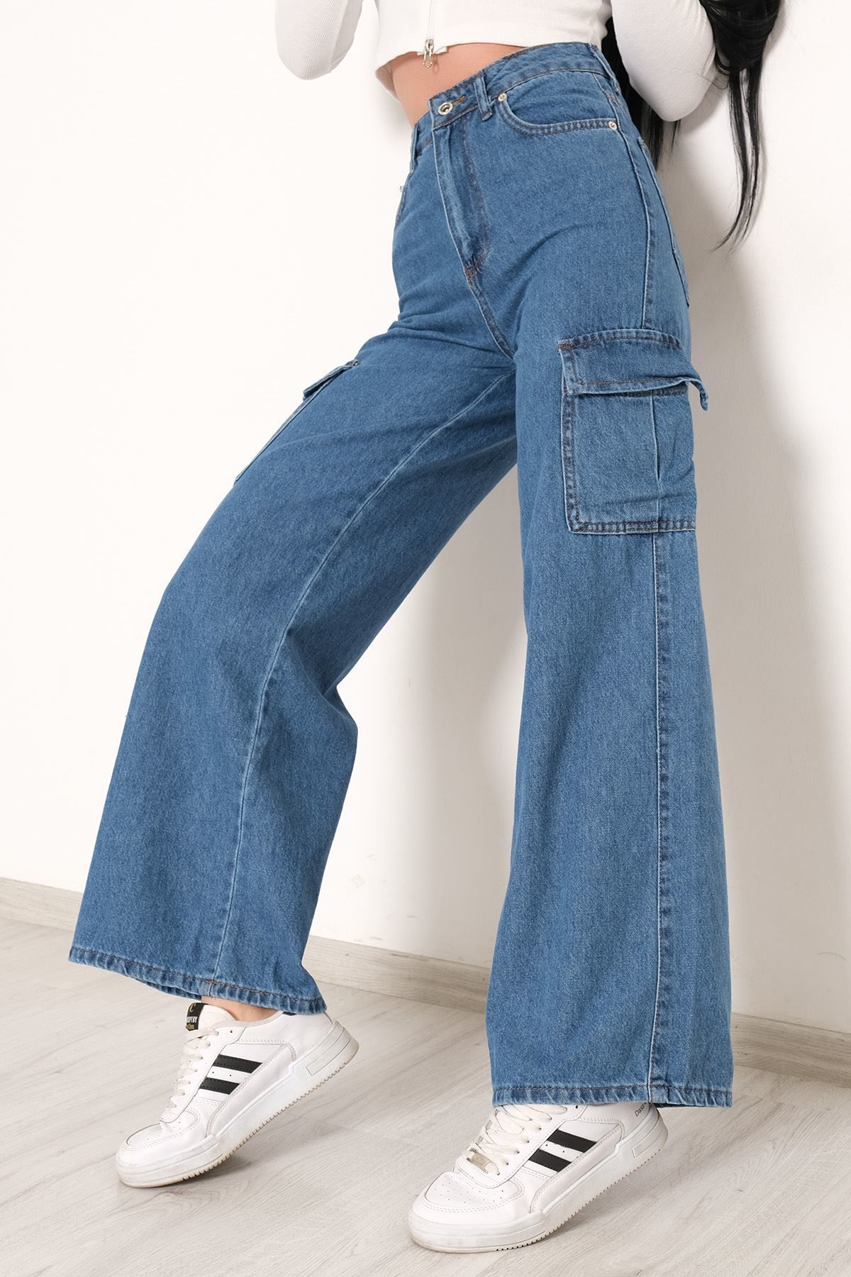 Kargo Cepli Kot Pantolon Açıkmavi - 10341.1184.