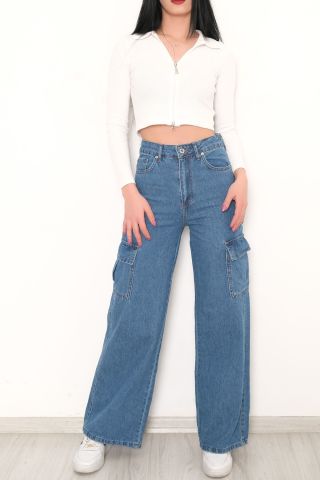 Kargo Cepli Kot Pantolon Açıkmavi - 10341.1184.