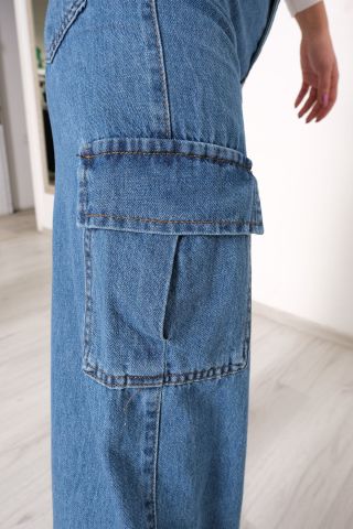 Kargo Cepli Kot Pantolon Açıkmavi - 10341.1184.