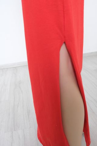 V Yaka Yırtmaçlı Elbise Kırmızı - 2213.105.