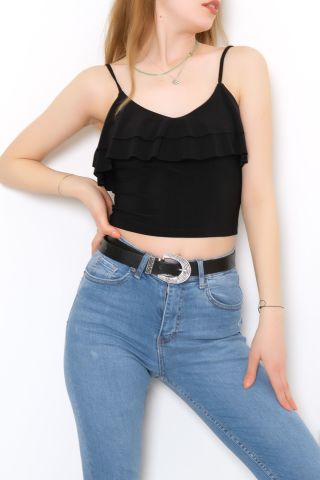 Yaka Fırfırlı Bluz Siyah - 10694.631.