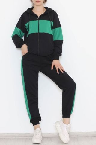 Garnili Eşofman Takımı Siyahyeşil - 8396.1348.