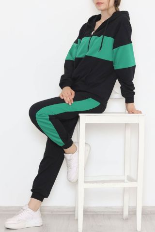 Garnili Eşofman Takımı Siyahyeşil - 8396.1348.