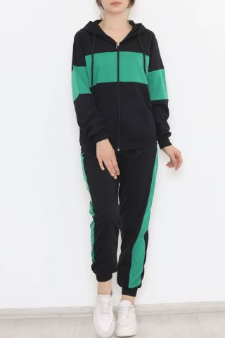 Garnili Eşofman Takımı Siyahyeşil - 8396.1348.