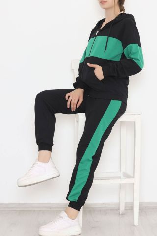 Garnili Eşofman Takımı Siyahyeşil - 8396.1348.