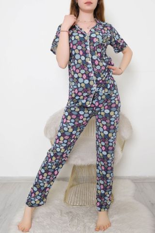 Düğmeli Pijama Takımı Laciyeşil - 10873.1048.