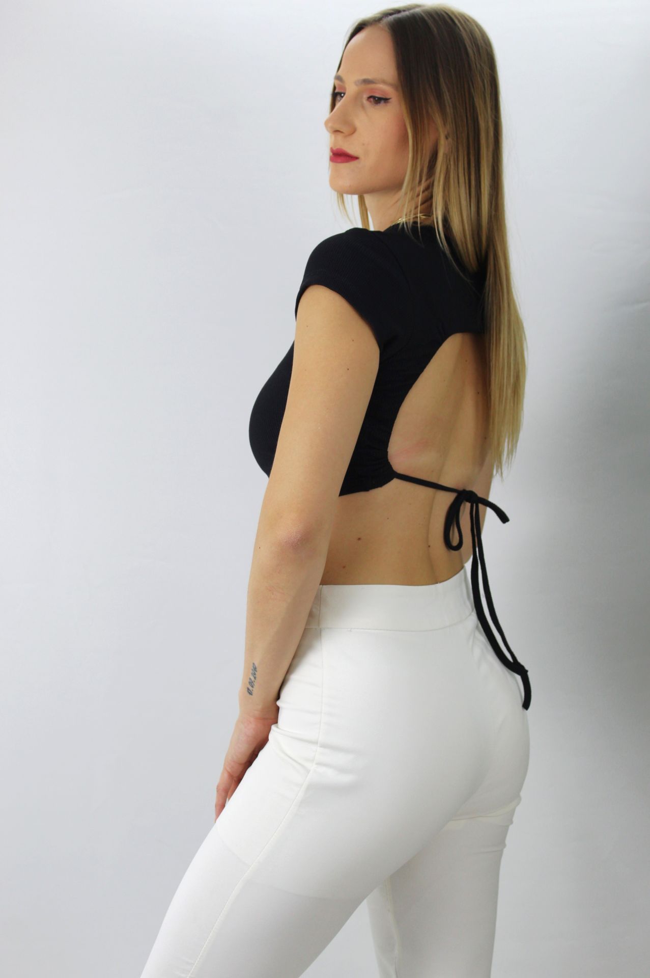 Bağlamalı Fitilli Crop Siyah - 123516