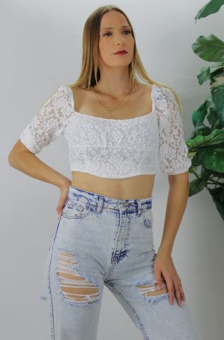 Astarlı Güpür Tasarım Bluz Beyaz - 123250