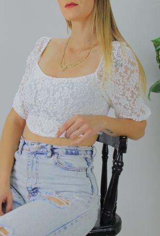 Astarlı Güpür Tasarım Bluz Beyaz - 123250
