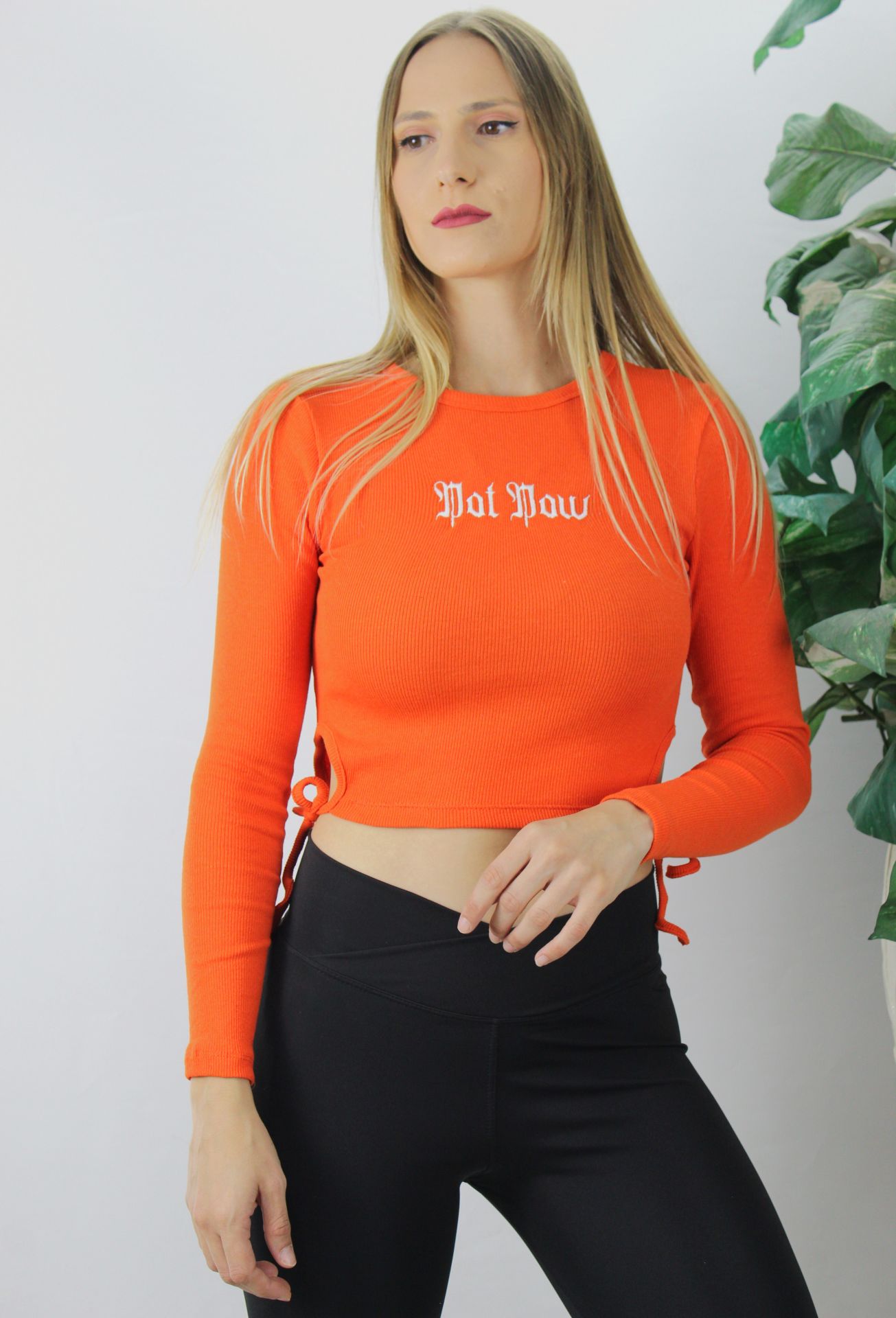 Nakışlı Fitilli Bluz Turuncu - 94584