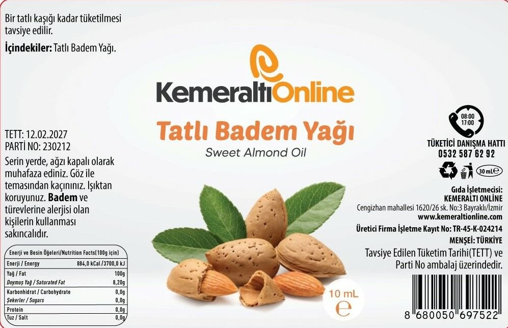 Tatlı Badem Yağı (soğuk Pres)