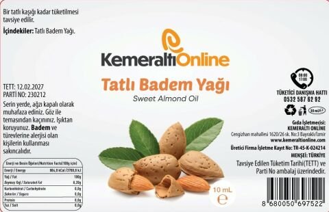 Tatlı Badem Yağı (soğuk Pres)