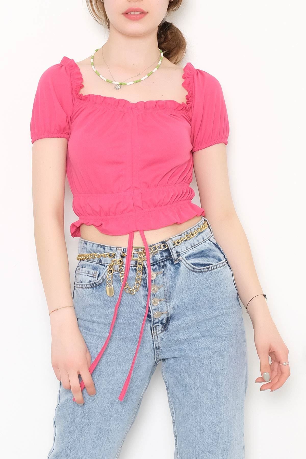 Büzgülü Bluz Fuşya - 10697.631.
