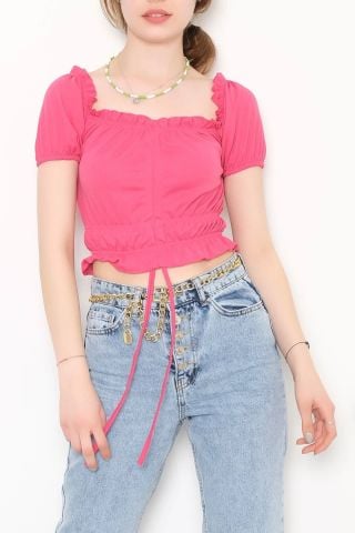 Büzgülü Bluz Fuşya - 10697.631.
