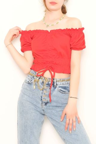 Büzgülü Bluz Kırmızı - 10697.631.