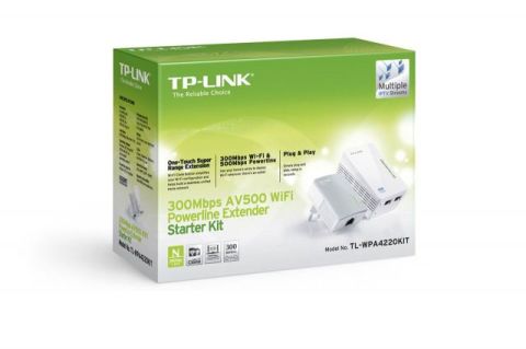 TL-WPA4220KIT 300Mbps 300M Mesafeli 2xLAN Port Powerline Adaptör