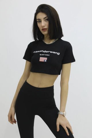 New York Baskılı Mini Tişört - P-019999SIYAH