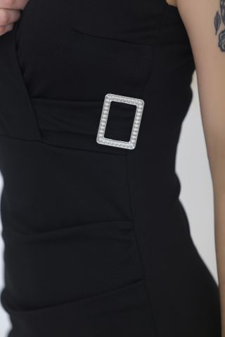 Toka Detaylı Elbise Siyah - 581756.1592.