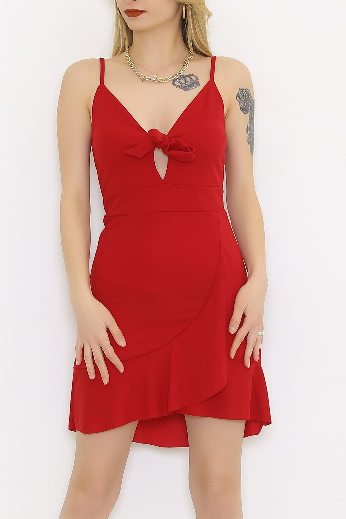 İp Askılı Elbise Bordo - 582010.1592.