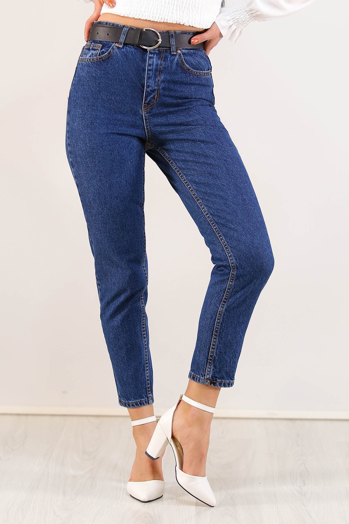 Contalı Mom Jeans Koyumavi - 2411.392.