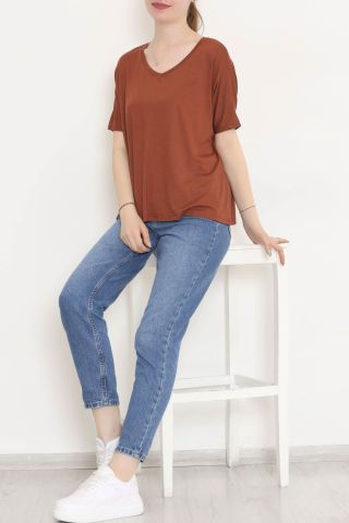 V Yaka Salaş Tişört Kahve - 10669.1095.