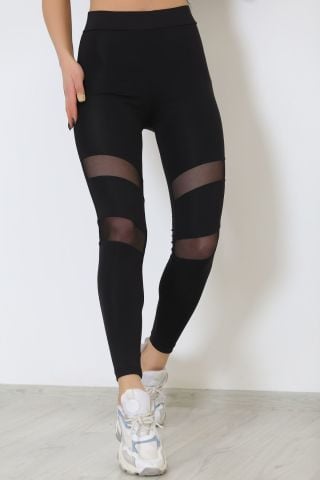 Tül Detaylı Tayt Siyah - 5330.1098.