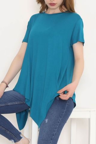 Asimetrik Kesim Viskon Bluz Zümrüt - 1061.1095.