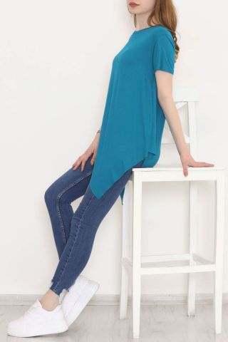 Asimetrik Kesim Viskon Bluz Zümrüt - 1061.1095.