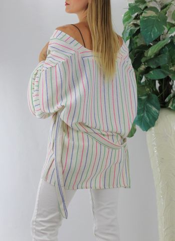 Çizgi Detaylı Kimono Ekru - 1289.100