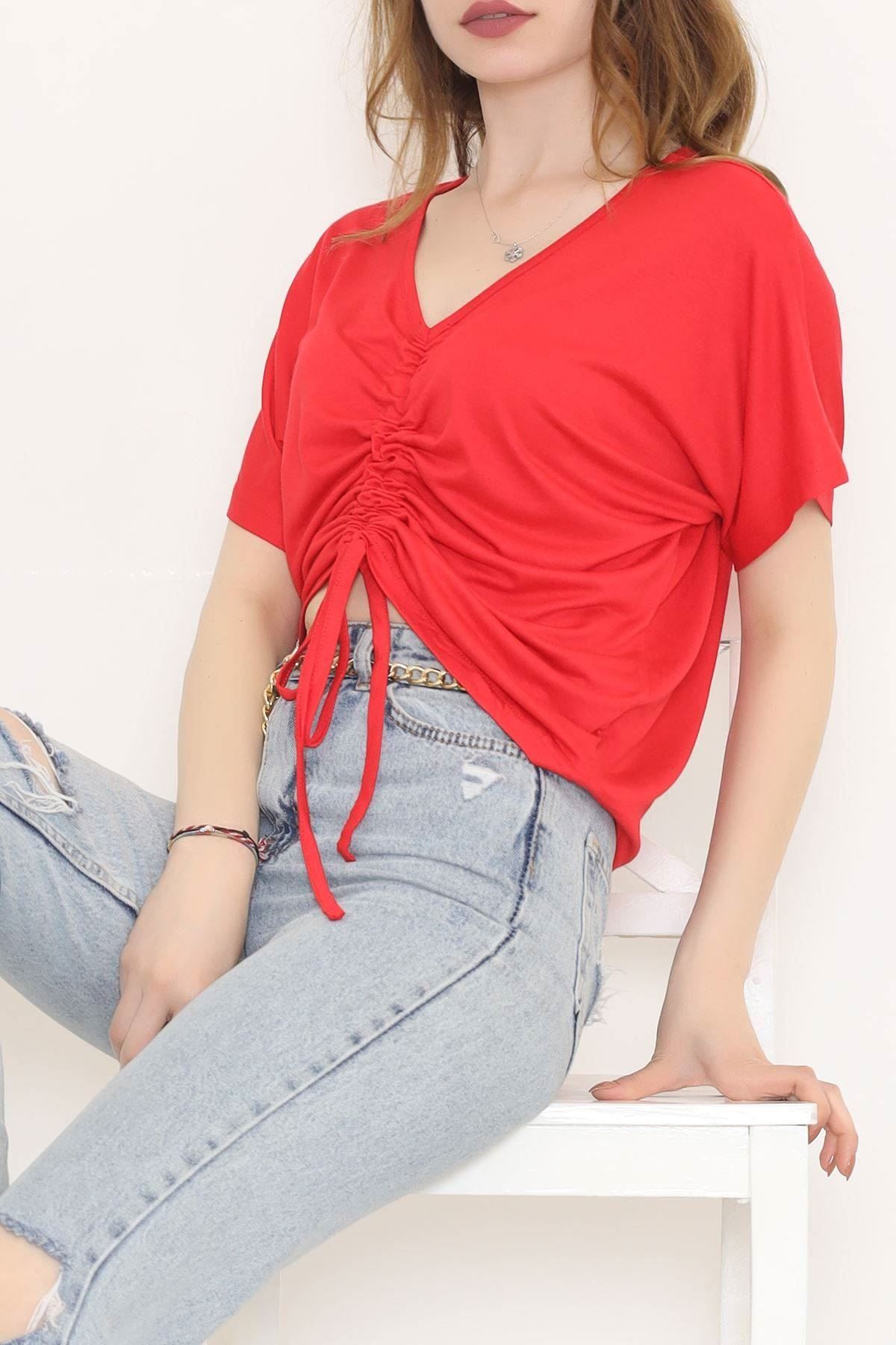 Önü Büzgülü Bluz Kırmızı - 10659.1095.