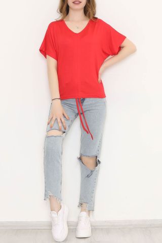 Önü Büzgülü Bluz Kırmızı - 10659.1095.