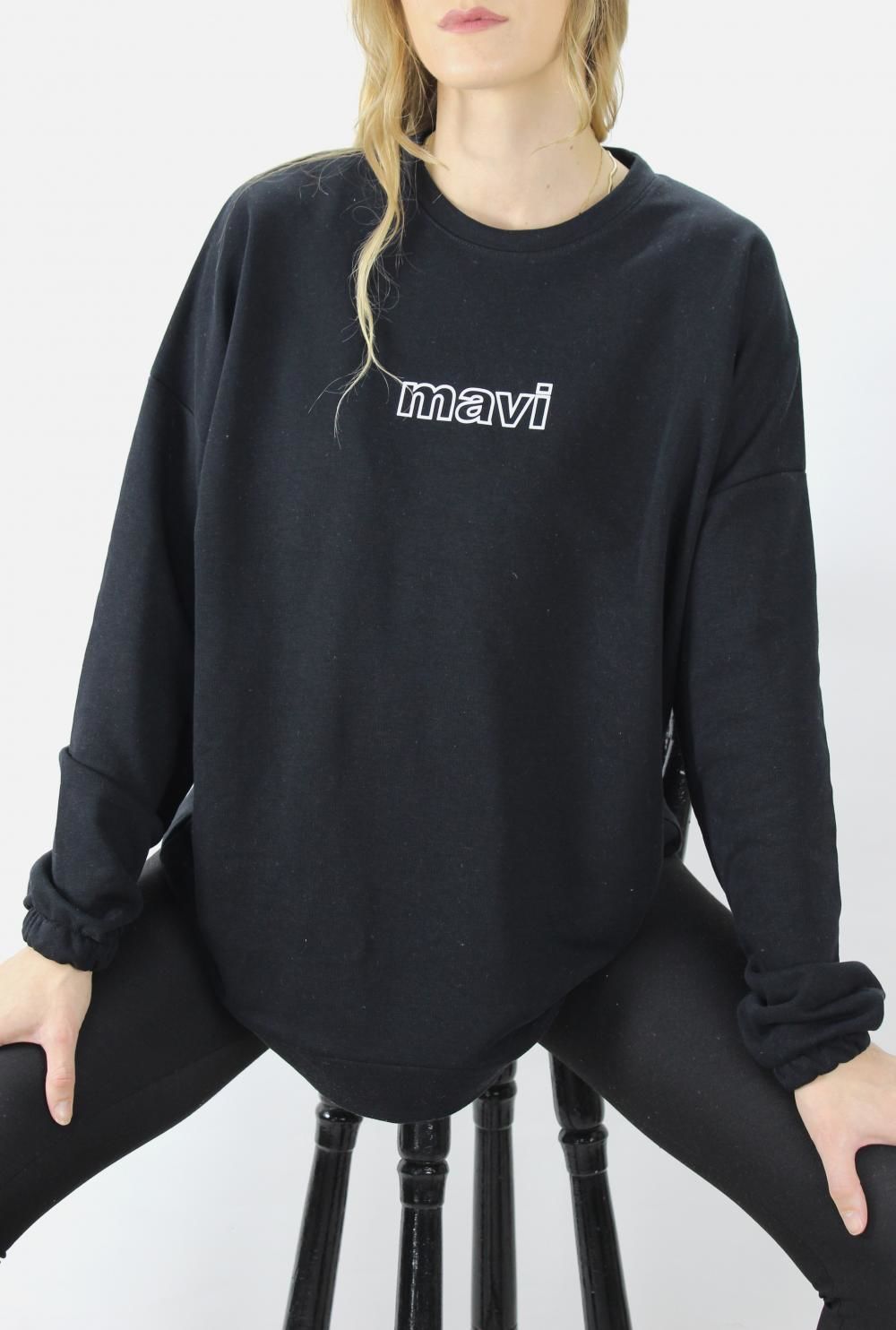 Baskılı İki İplik Sweat Siyah - DL420.1256