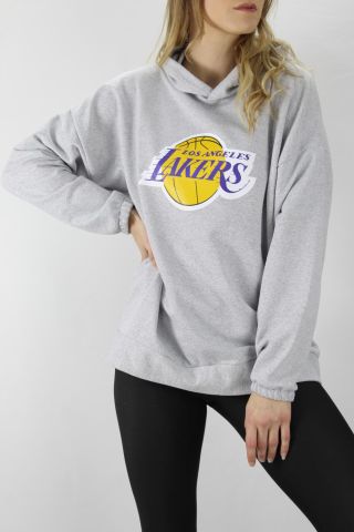 Baskılı Kapşonlu Sweat Gri - DL420.1246