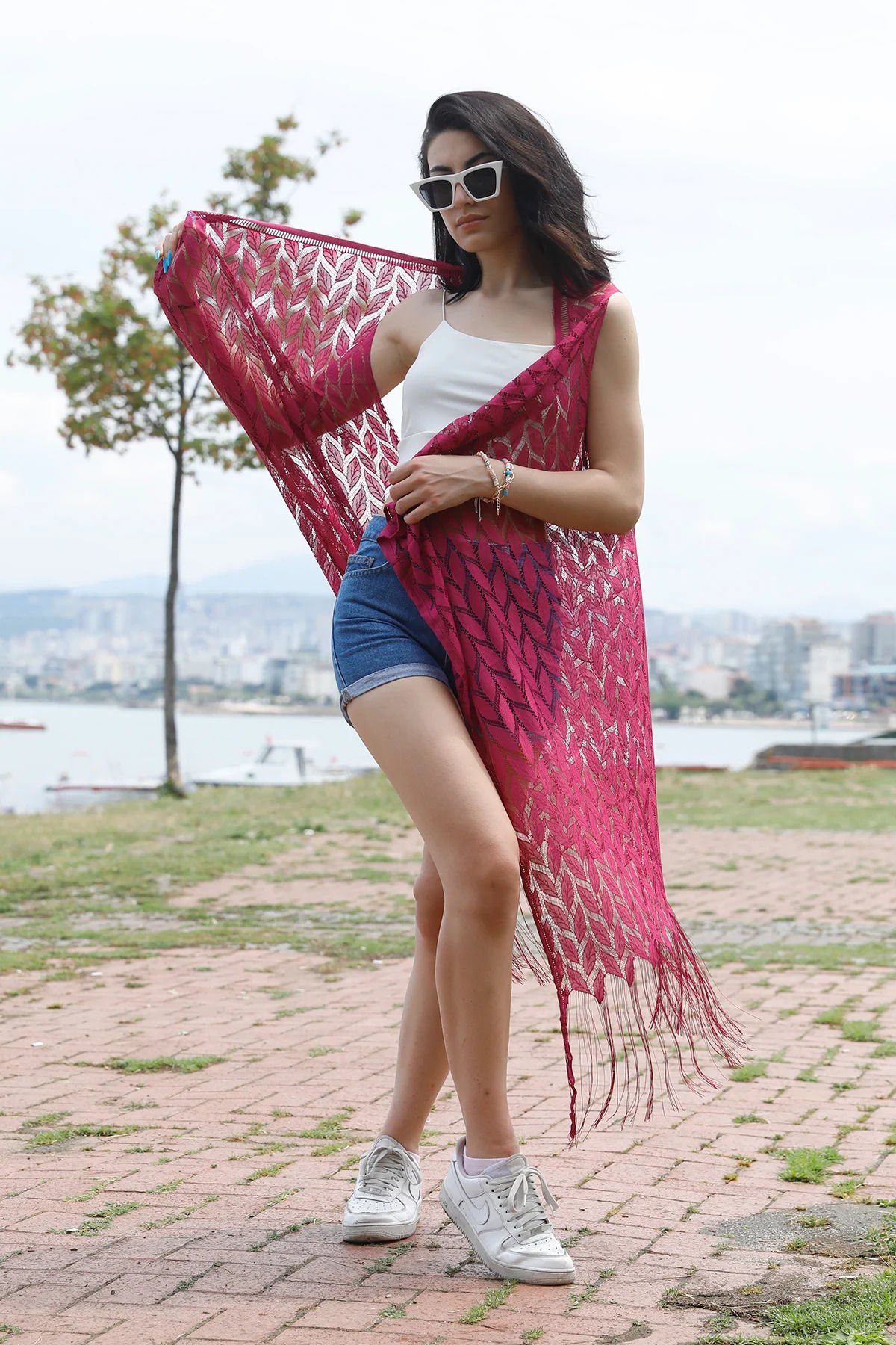 Saçaklı Yelek Mürdüm - P-017387