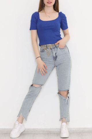 Prenses Kol Kaşkorse Bluz Saks - 10957.1567.