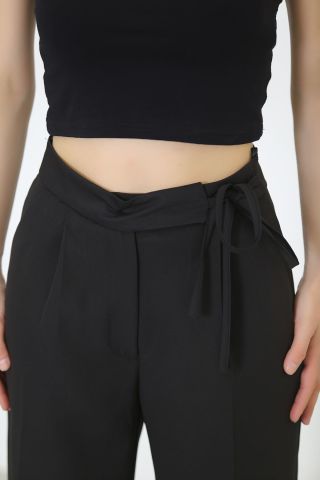 Bel Bağcıklı Palazzo Pantolon Siyah - 20701.683.