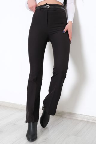 Kemerli İspanyol Paça Pantolon Siyah - 207155.683.