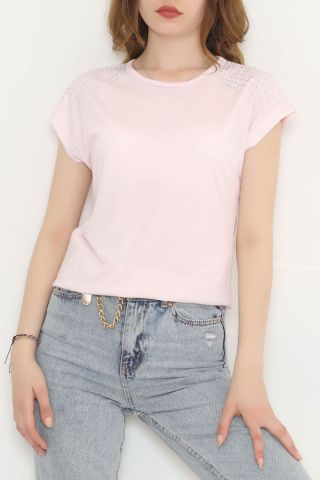 Taş Detaylı Bluz Pudra - 11276.599.