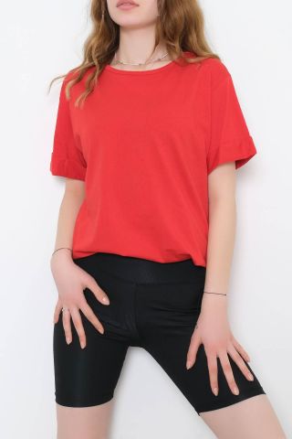 Yan Yırtmaçlı Tişört Kırmızı - 10771.275.