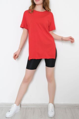 Yan Yırtmaçlı Tişört Kırmızı - 10771.275.